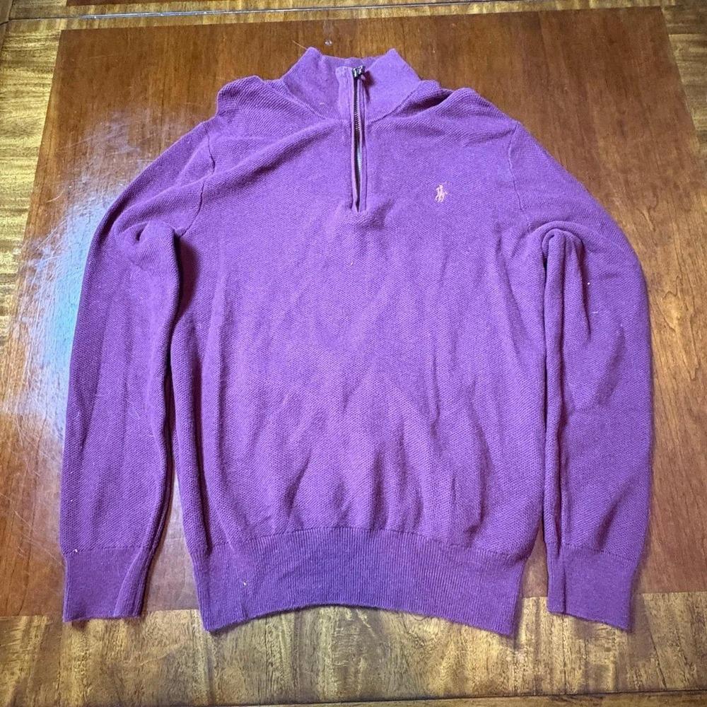 Polo Ralph Lauren Pima Cotton Quarter Zip Sweater Purple Size S